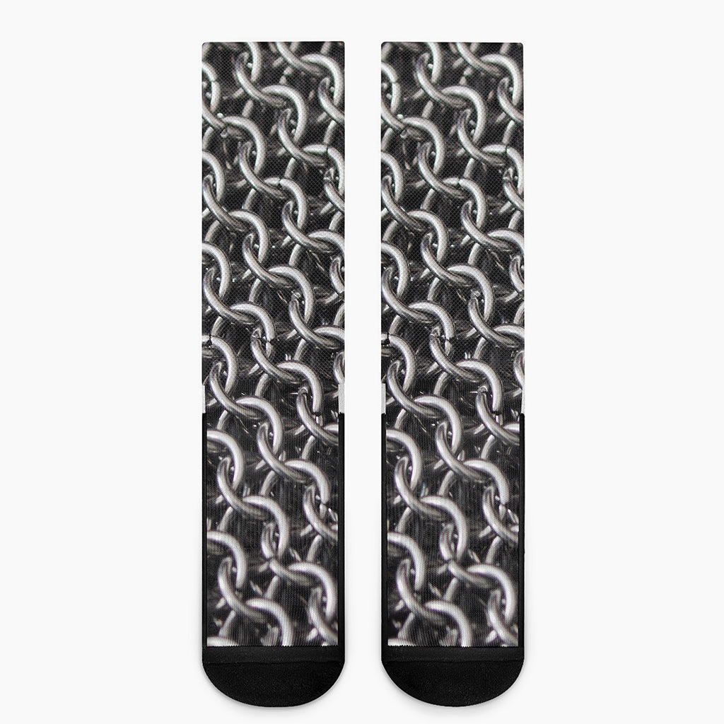 Chainmail Ring Pattern Print Crew Socks