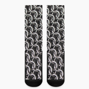 Chainmail Ring Pattern Print Crew Socks