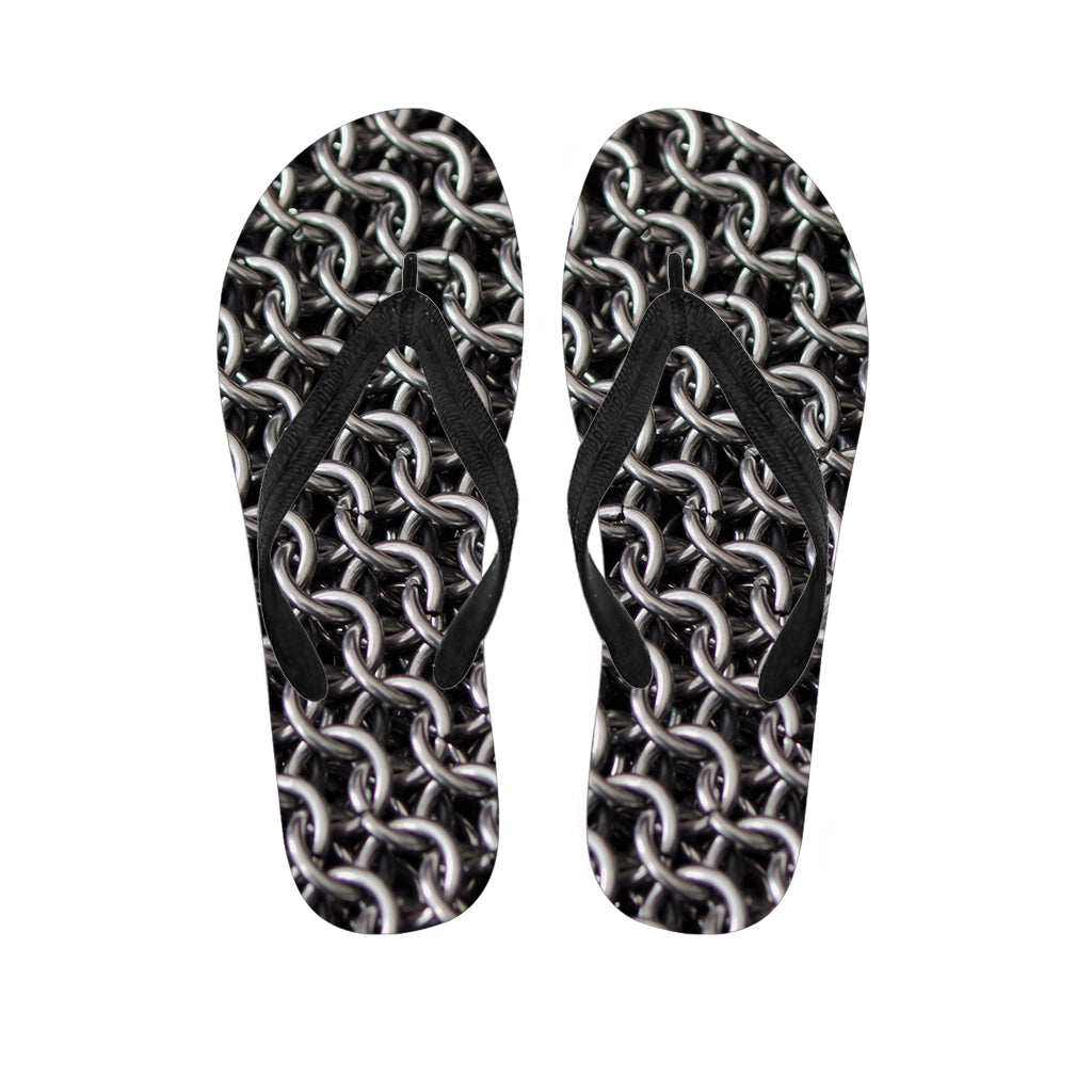 Chainmail Ring Pattern Print Flip Flops