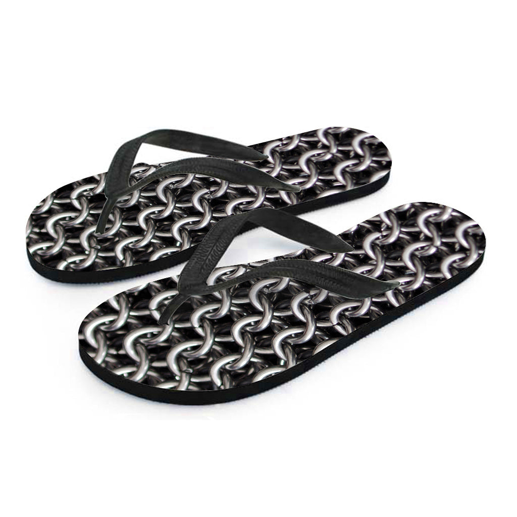 Chainmail Ring Pattern Print Flip Flops