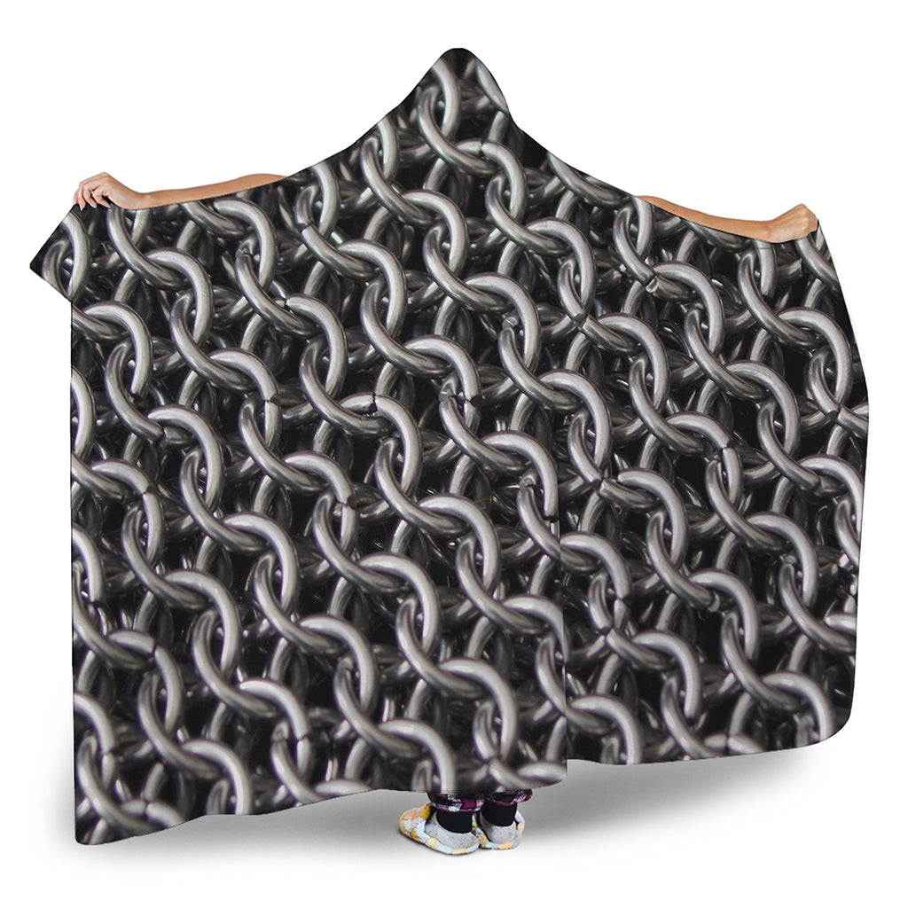 Chainmail Ring Pattern Print Hooded Blanket