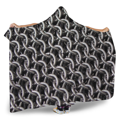 Chainmail Ring Pattern Print Hooded Blanket