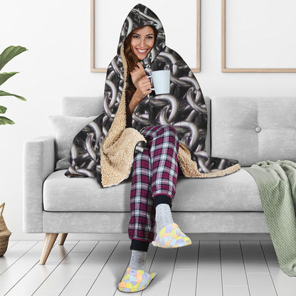 Chainmail Ring Pattern Print Hooded Blanket