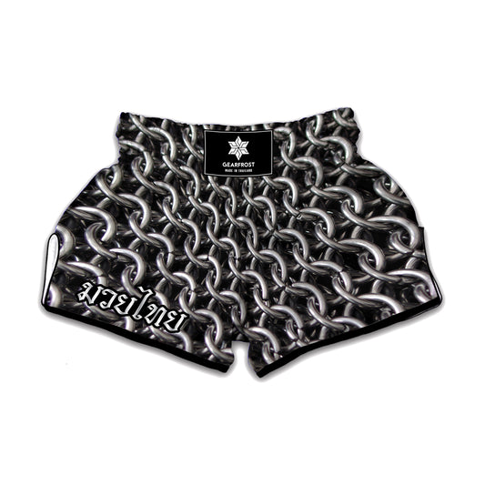 Chainmail Ring Pattern Print Muay Thai Boxing Shorts