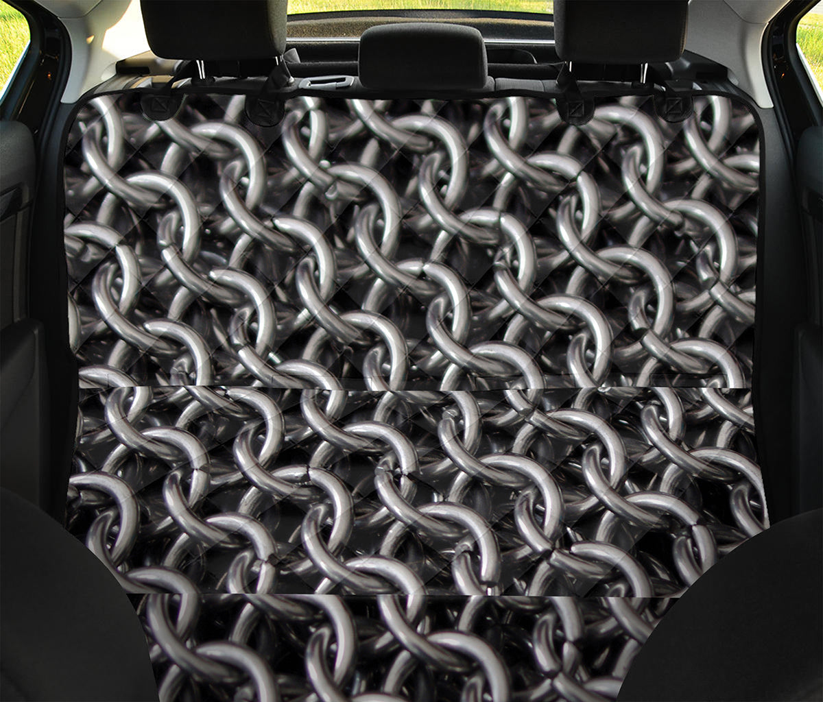 Chainmail Ring Pattern Print Pet Car Back Seat Cover