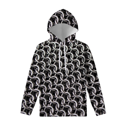 Chainmail Ring Pattern Print Pullover Hoodie
