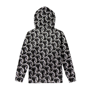 Chainmail Ring Pattern Print Pullover Hoodie