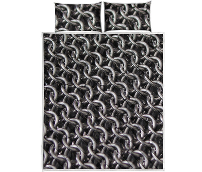 Chainmail Ring Pattern Print Quilt Bed Set