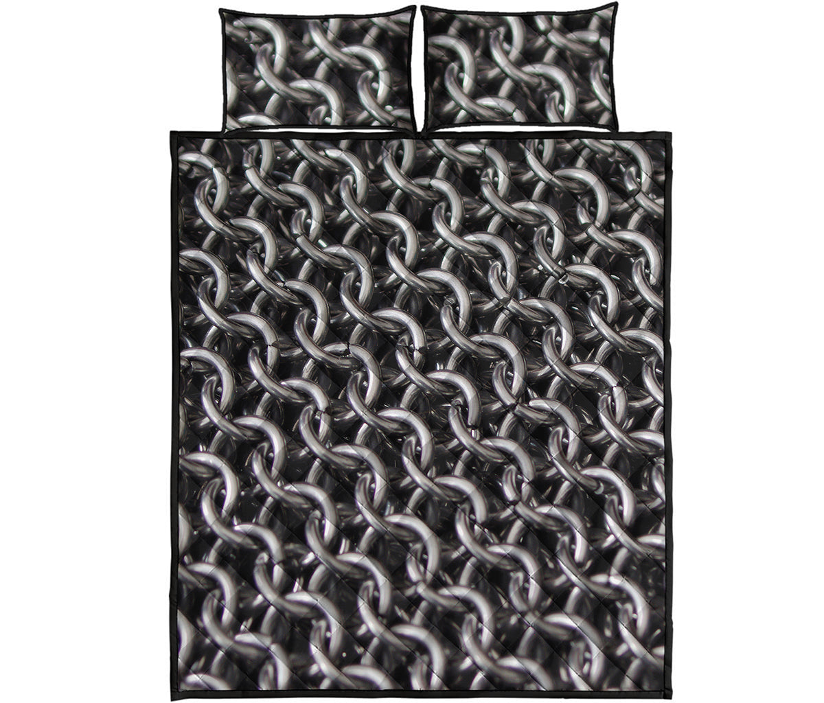 Chainmail Ring Pattern Print Quilt Bed Set