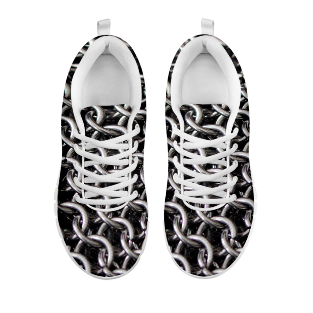 Chainmail Ring Pattern Print White Sneakers
