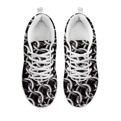 Chainmail Ring Pattern Print White Sneakers