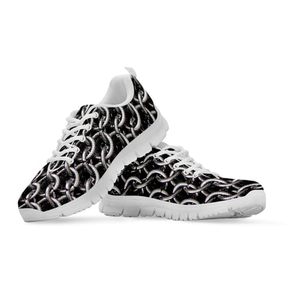 Chainmail Ring Pattern Print White Sneakers