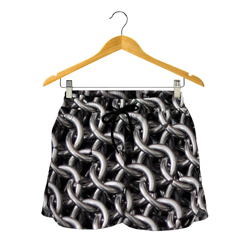 Chainmail Ring Pattern Print Women's Shorts