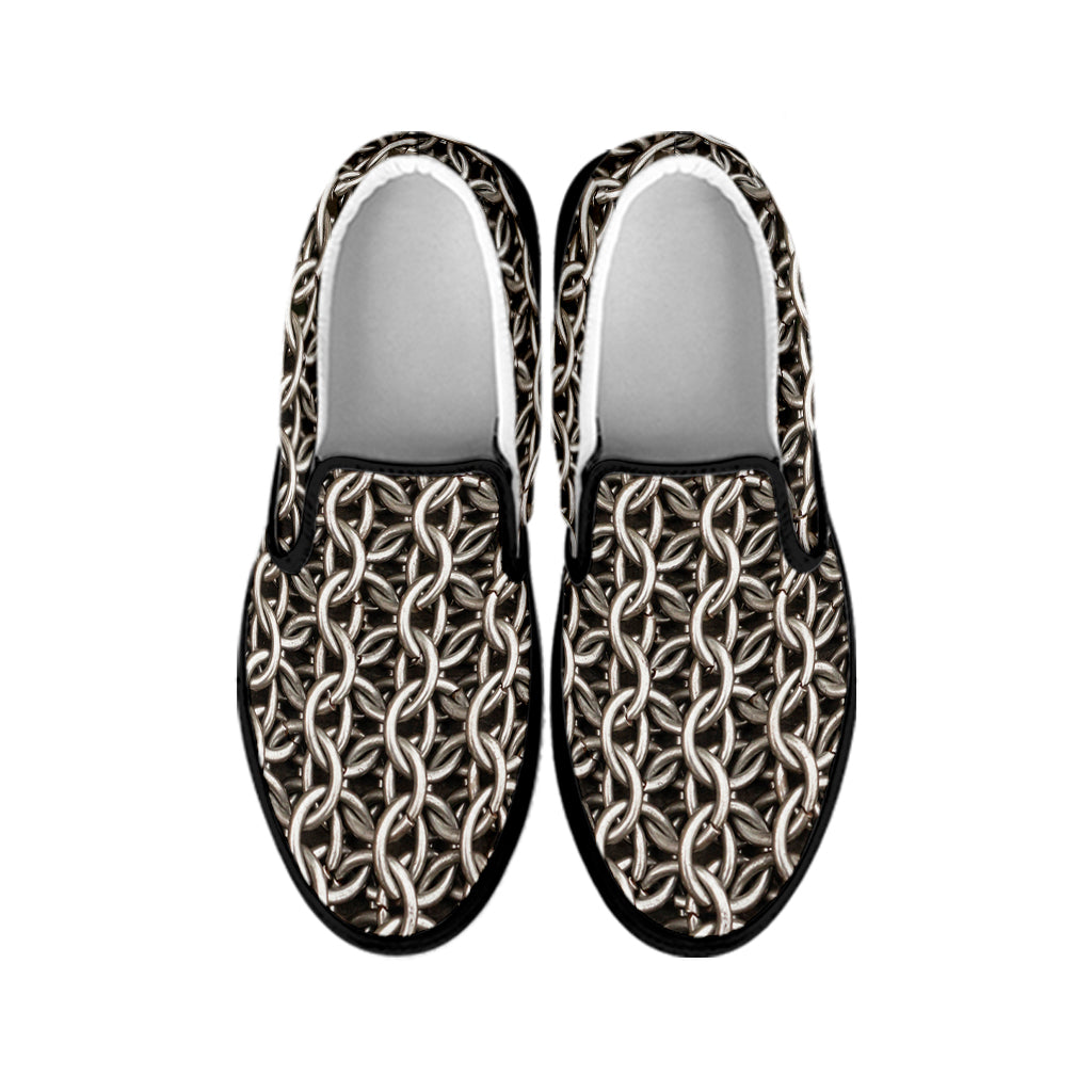 Chainmail Ring Print Black Slip On Shoes