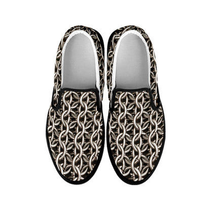 Chainmail Ring Print Black Slip On Shoes