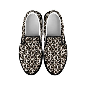 Chainmail Ring Print Black Slip On Shoes