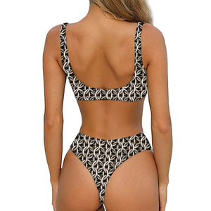 Chainmail Ring Print Front Bow Tie Bikini