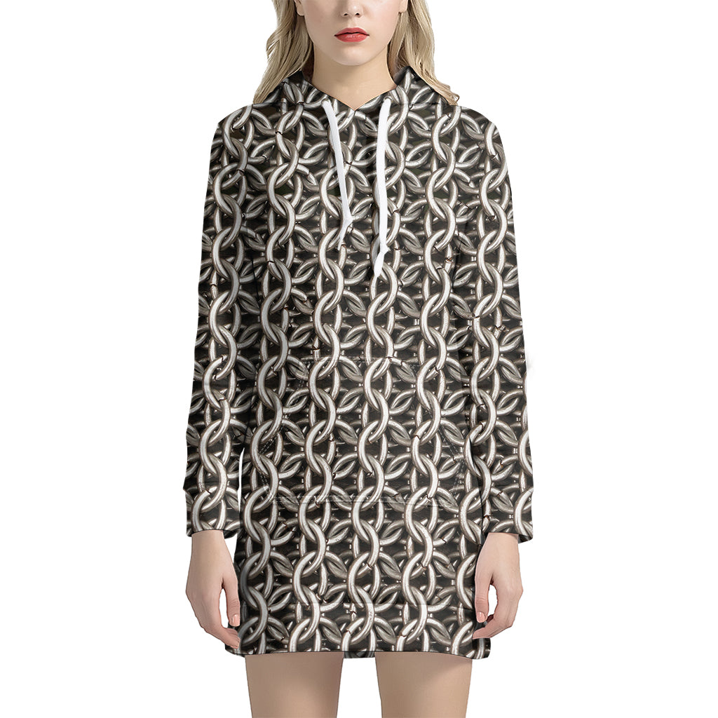 Chainmail Ring Print Hoodie Dress