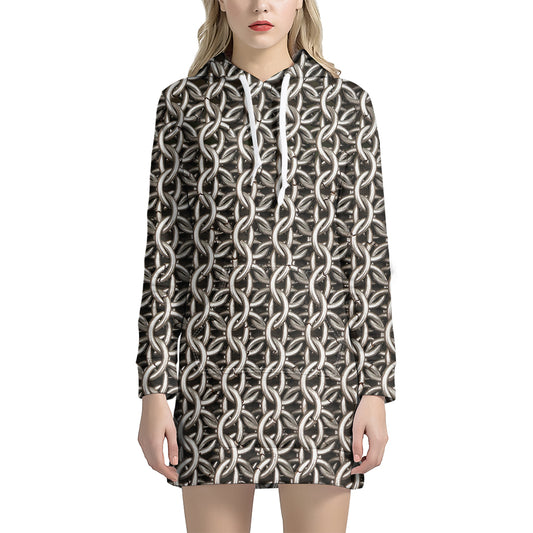 Chainmail Ring Print Hoodie Dress