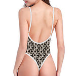 Chainmail Ring Print One Piece High Cut Swimsuit