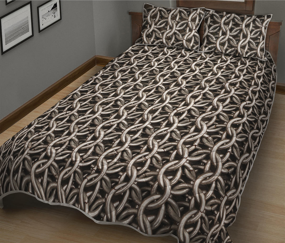 Chainmail Ring Print Quilt Bed Set