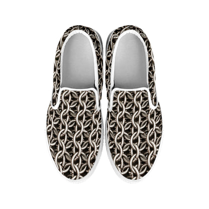 Chainmail Ring Print White Slip On Shoes