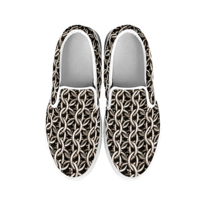 Chainmail Ring Print White Slip On Shoes