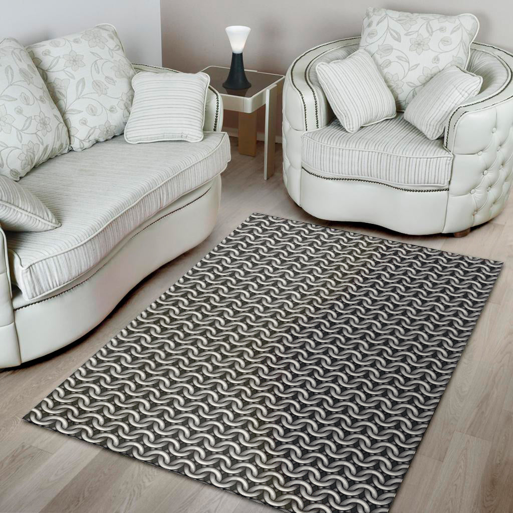 Chainmail Texture Print Area Rug