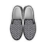 Chainmail Texture Print Black Slip On Shoes