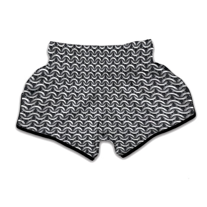Chainmail Texture Print Muay Thai Boxing Shorts