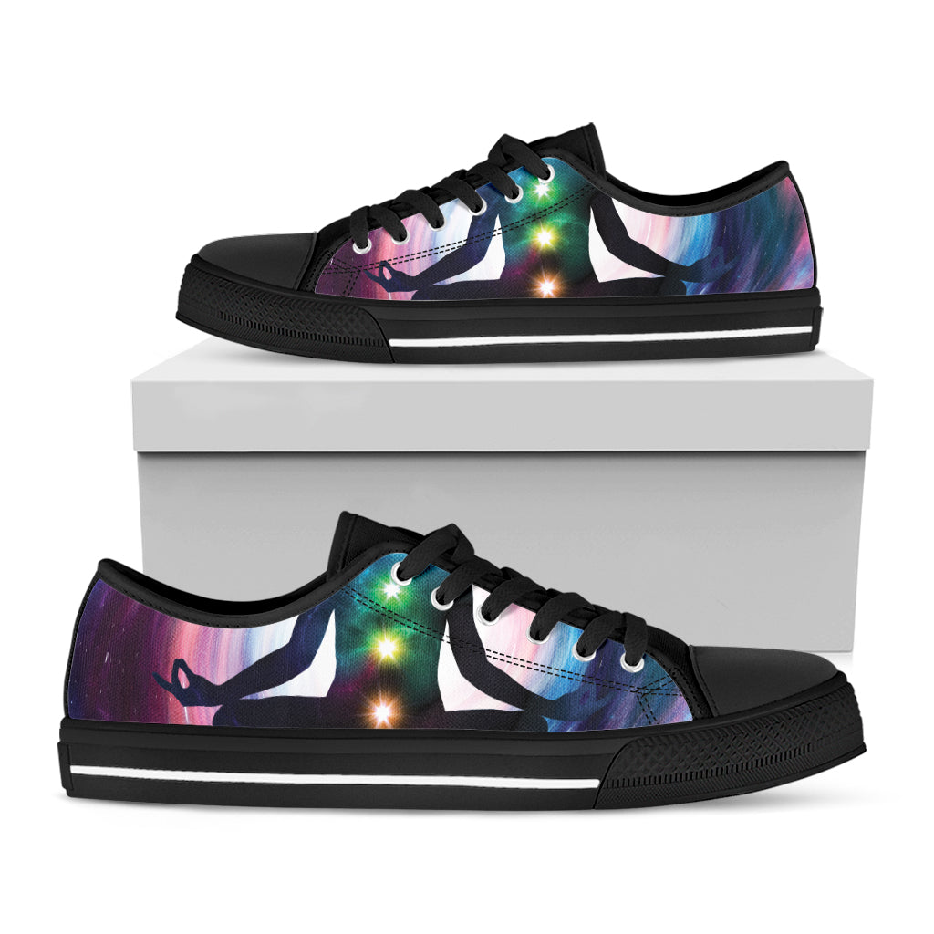 Chakras Of The Universe Print Black Low Top Shoes 