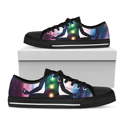 Chakras Of The Universe Print Black Low Top Shoes 