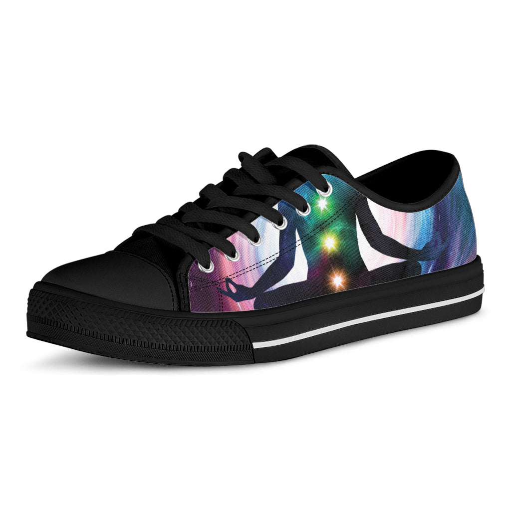 Chakras Of The Universe Print Black Low Top Shoes 