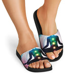 Chakras Of The Universe Print Black Slide Sandals