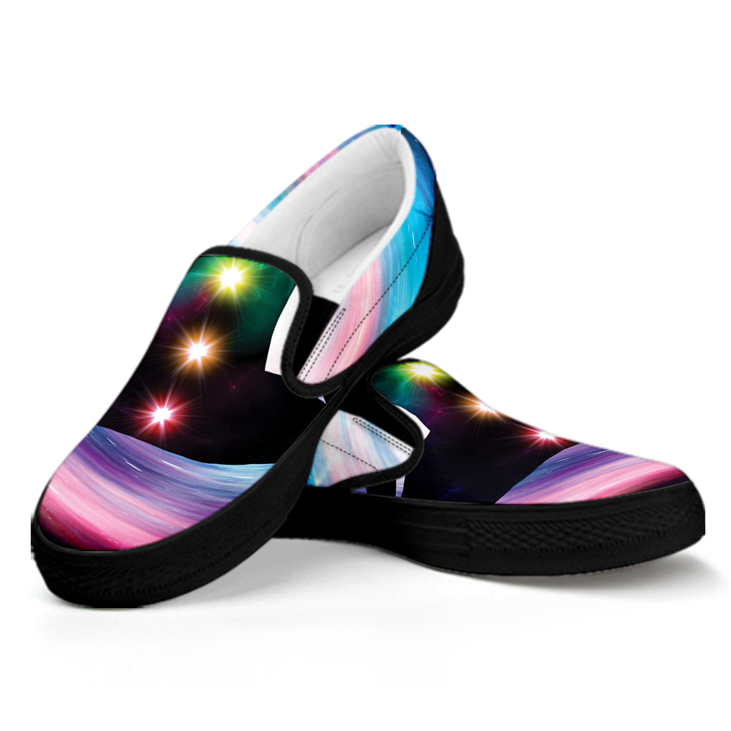 Chakras Of The Universe Print Black Slip On Shoes