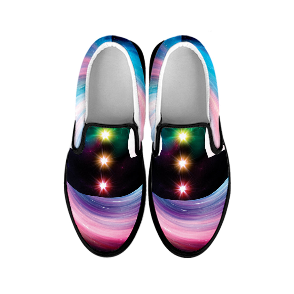 Chakras Of The Universe Print Black Slip On Shoes