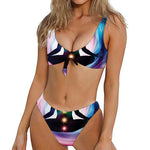 Chakras Of The Universe Print Front Bow Tie Bikini