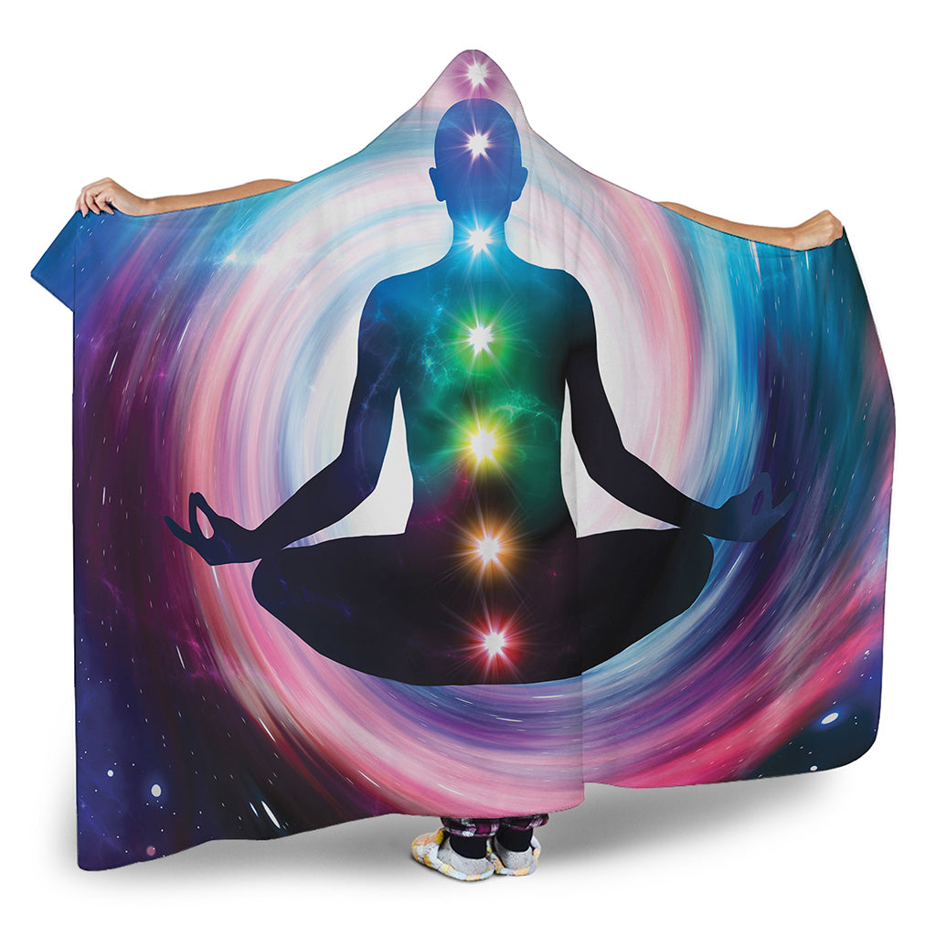 Chakras Of The Universe Print Hooded Blanket