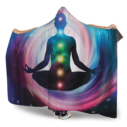 Chakras Of The Universe Print Hooded Blanket