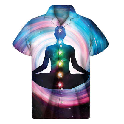 Chakras Of The Universe Print Men's Short Sleeve Shirt