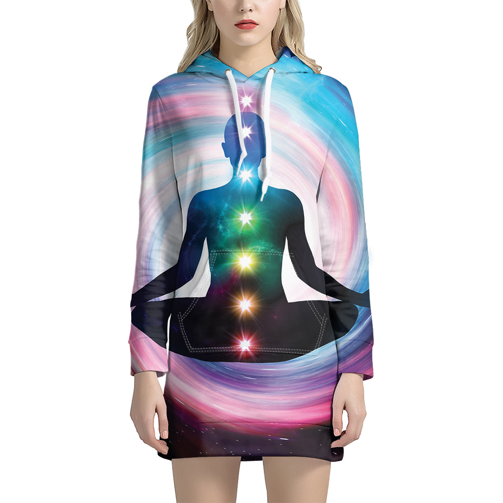 Chakras Of The Universe Print Pullover Hoodie Dress