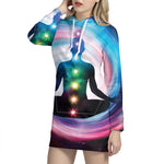 Chakras Of The Universe Print Pullover Hoodie Dress