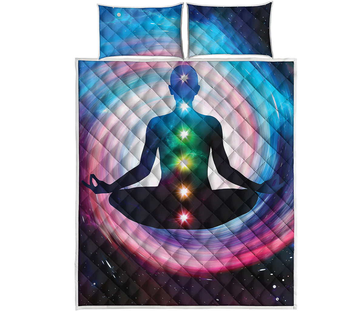 Chakras Of The Universe Print Quilt Bed Set
