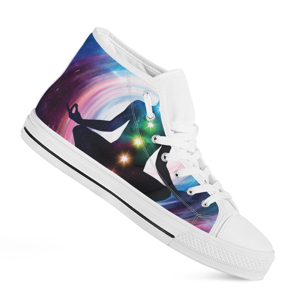 Chakras Of The Universe Print White High Top Shoes