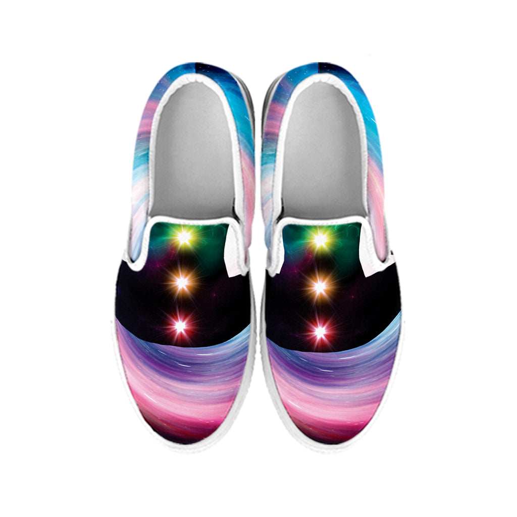 Chakras Of The Universe Print White Slip On Shoes