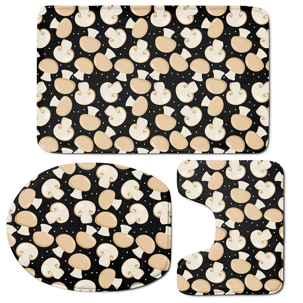 Champignon Mushroom Pattern Print 3 Piece Bath Mat Set