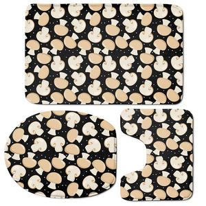 Champignon Mushroom Pattern Print 3 Piece Bath Mat Set