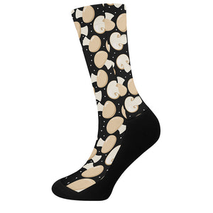 Champignon Mushroom Pattern Print Crew Socks