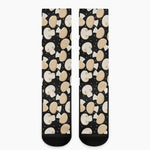 Champignon Mushroom Pattern Print Crew Socks