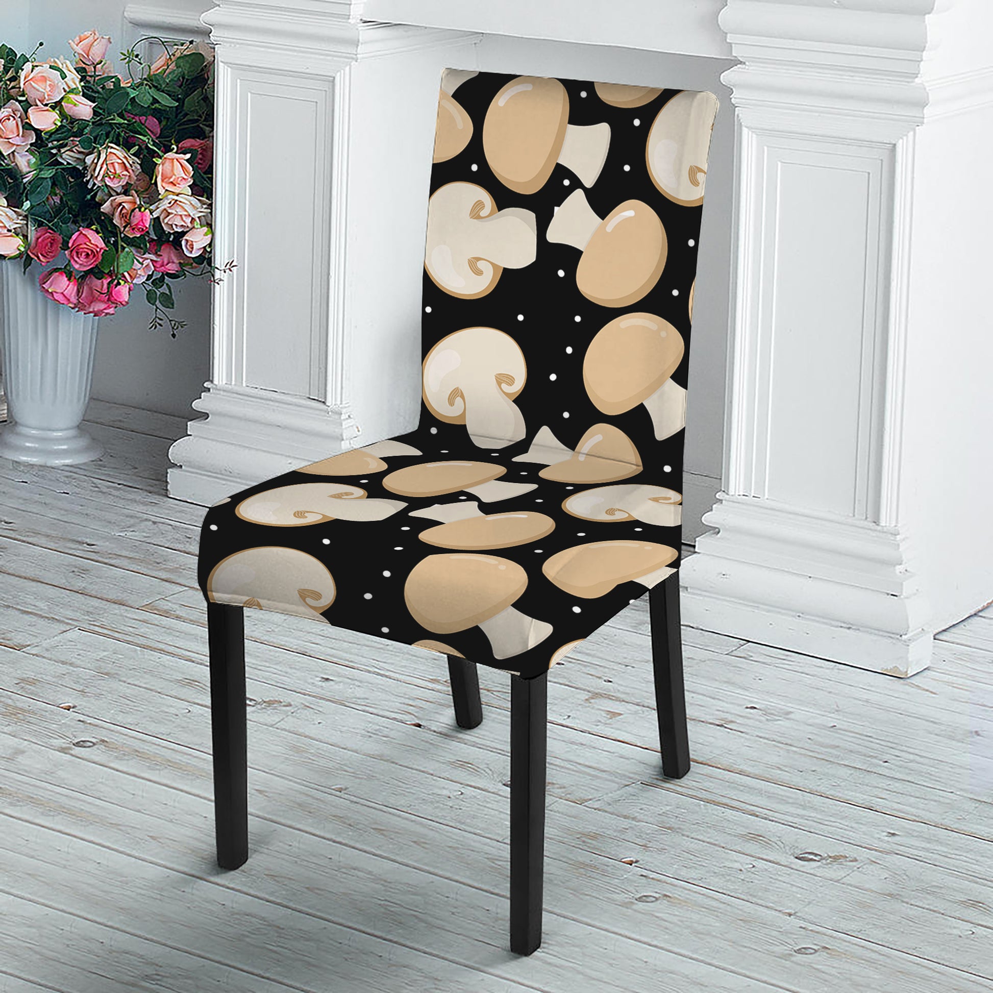 Champignon Mushroom Pattern Print Dining Chair Slipcover